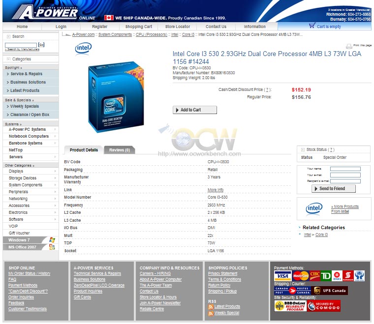 Intel Core i3 processor on sale on Canadian e-retailer site 
