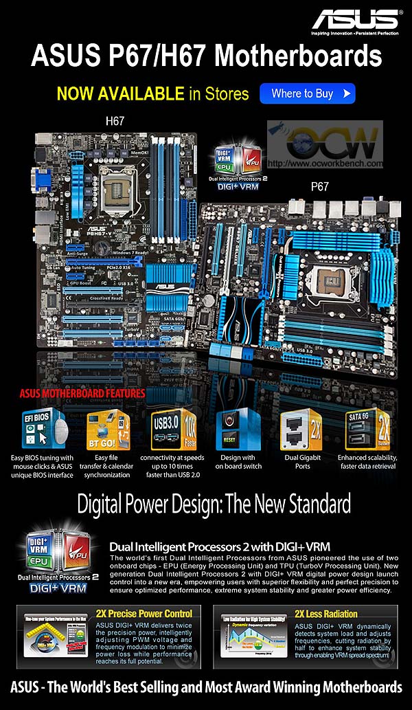 ASUS P8P67Pro Intel next generation boards goes on racks in Singapore