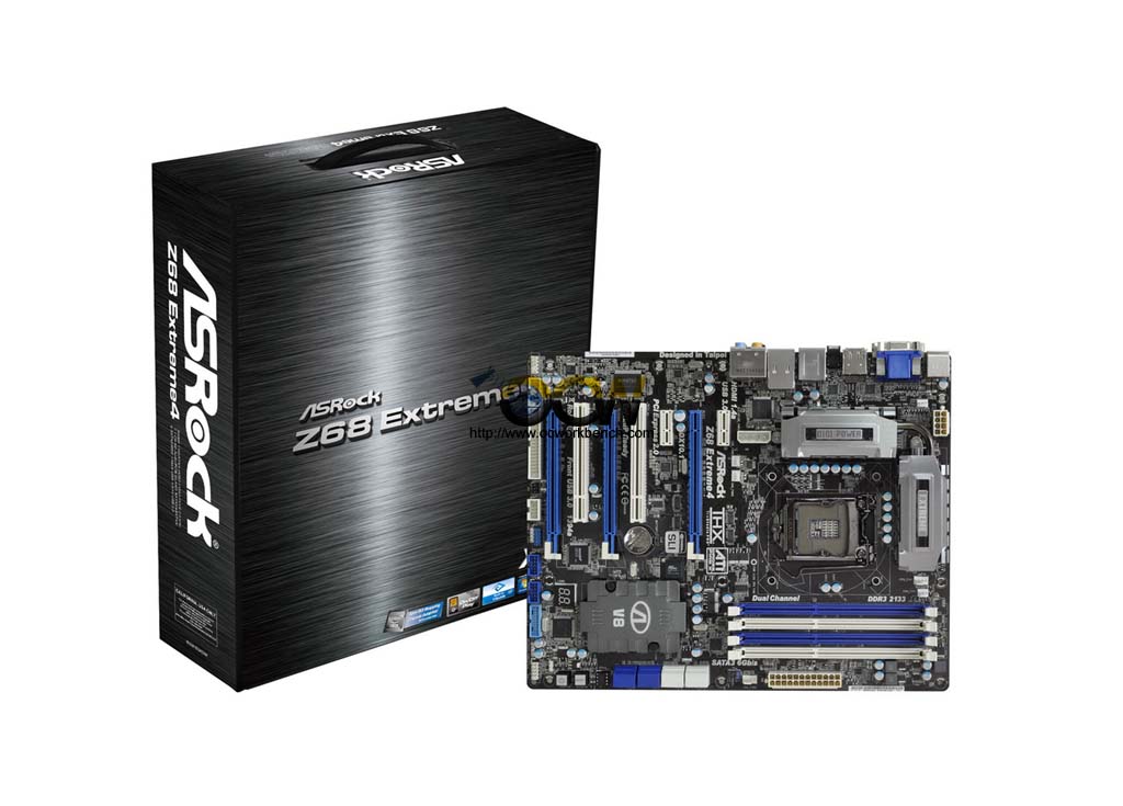 First Look at the ASRock Z68 Extreme4 Intel Z68 chipset mainboard