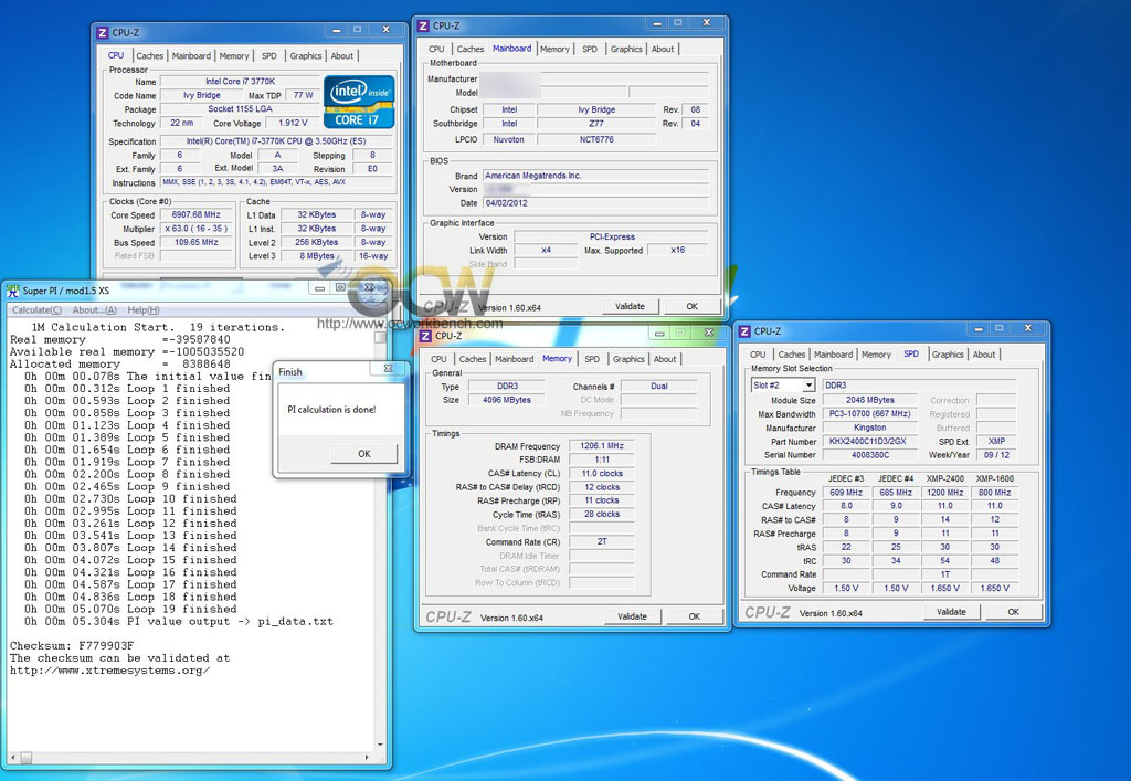 Intel Core i7-3770K can be overclocked to 6.9 GHz at -180 degrees and speed of SuperPI 1M test