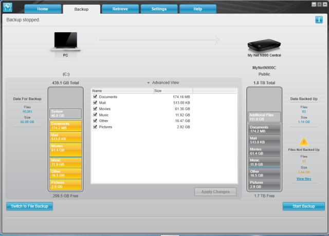 wd smartwave backup interface