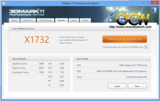 3DMark11 results after overclock