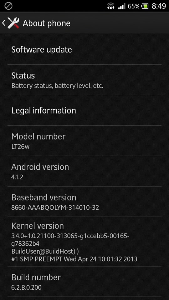 sony xperia acro S update to 4.1.2