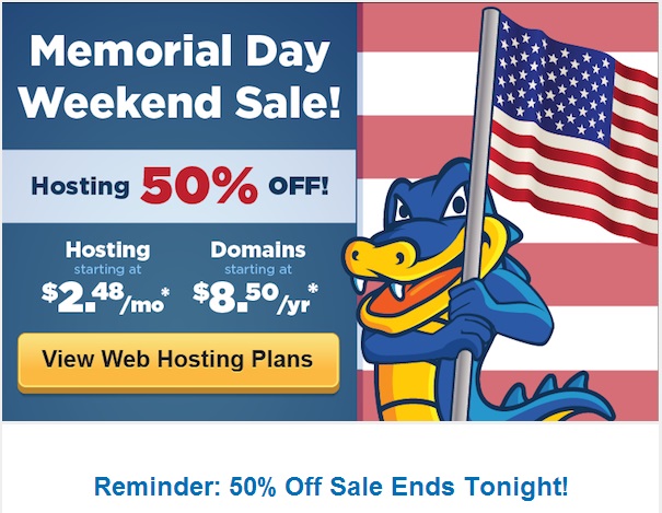 memorial day half price hostgator